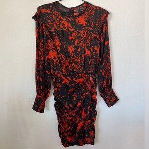 Isabel Marat Red and Black Print Mini Dress